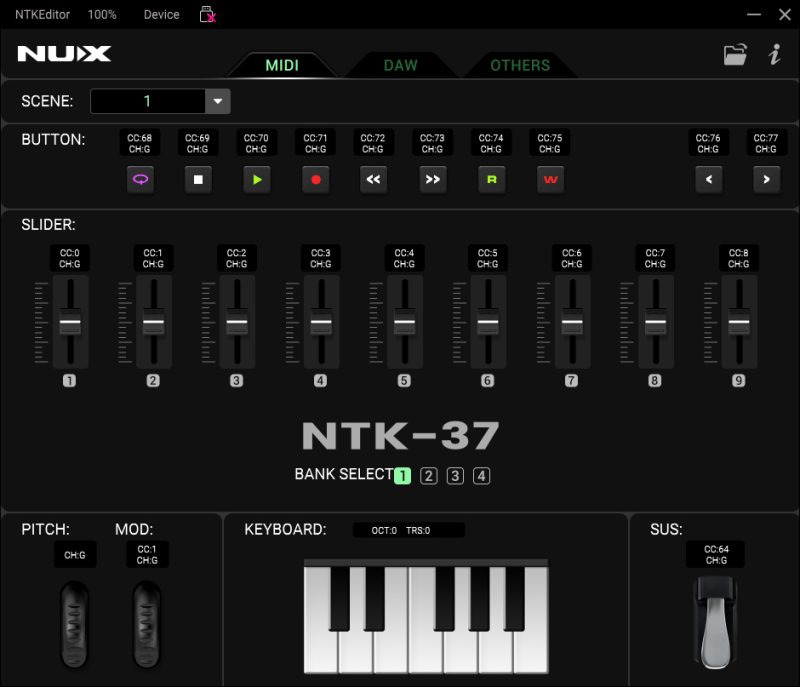 MIDI Keyboard Controller Nux NTK37