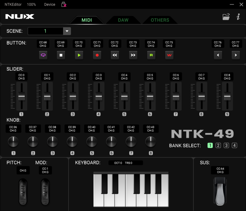 MIDI Keyboard Controller Nux NTK49
